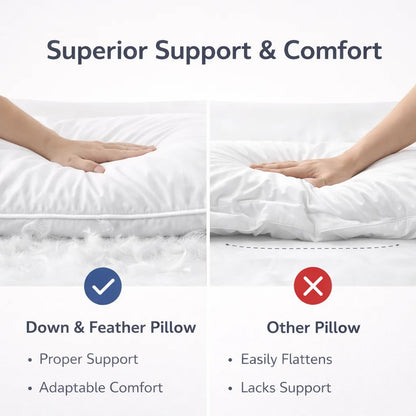 2 pcs / 1 pair 100% cotton goose down feather bed sleeping pillow