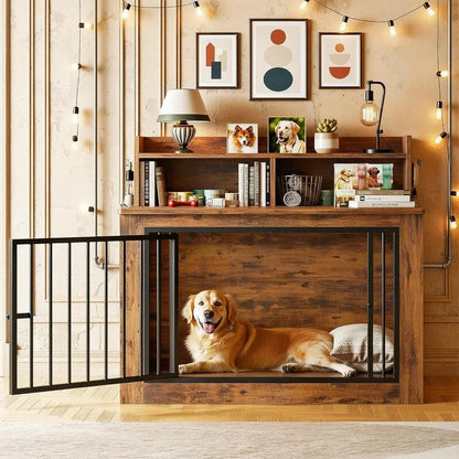 Extra Heavy Duty Large Dog Crate 43.3 in with Storage and 4 Hooks,