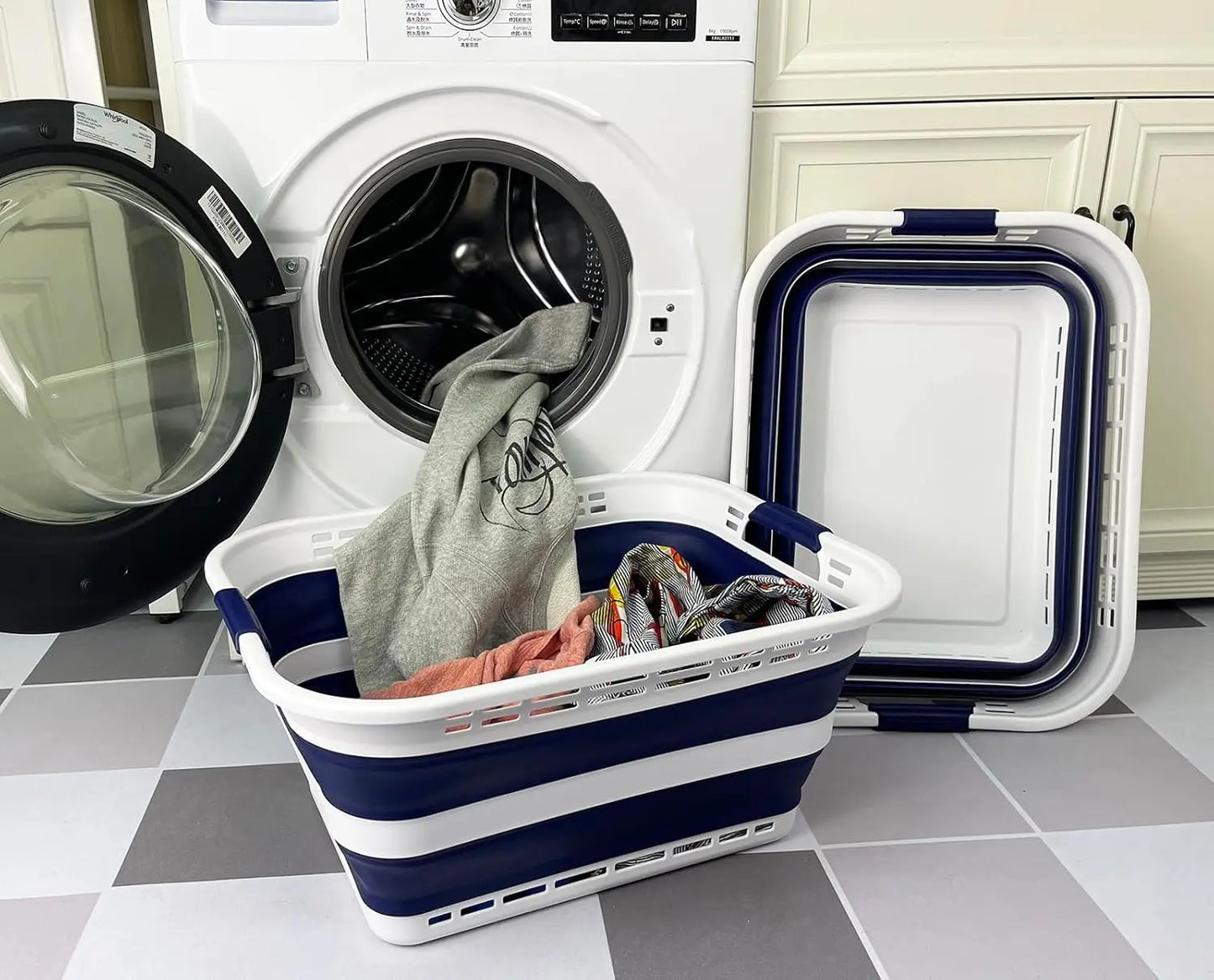Set of 2,  42L (11 Gallons) Collapsible Plastic Laundry Basket - Foldable Pop Up Storage Container/Organizer