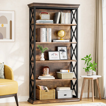 5 Shelf Industrial Display Bookshelf , 71 Inches