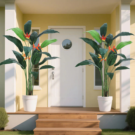 2Pcs 6FT Artificial Bird Of Paradise/ Banana Leaf Tree,