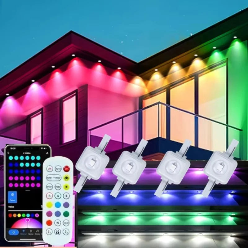 Permanent Smart Outdoor String Lighting with Remote APP Control and Music Syn