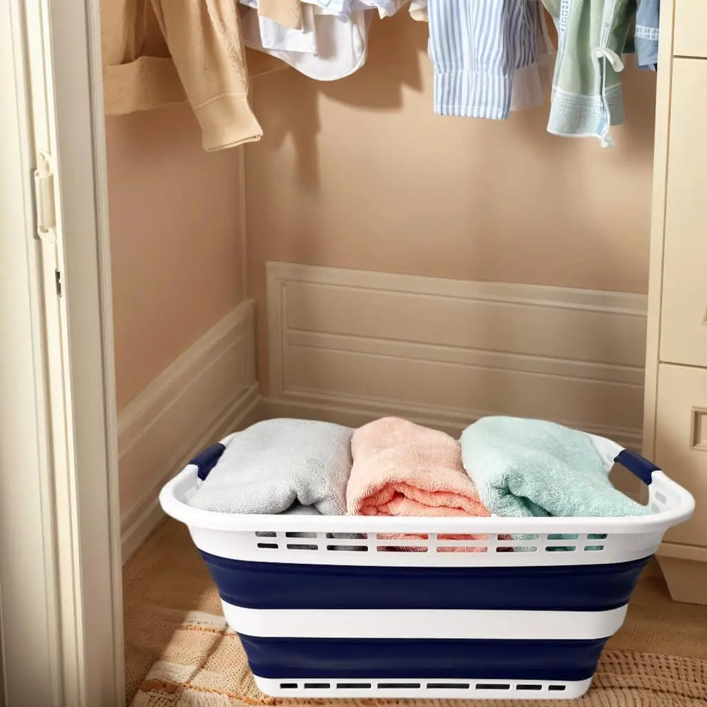 Set of 2,  42L (11 Gallons) Collapsible Plastic Laundry Basket - Foldable Pop Up Storage Container/Organizer