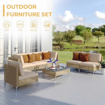 7pcs Wicker Patio Furniture Set,