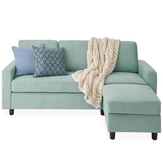 Compact, 3-Seat, L-Shaped Upholstered Sectional Sofa w/Chaise Lounge