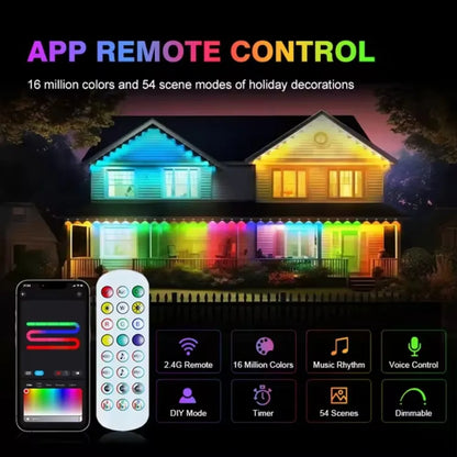 Permanent Smart Outdoor String Lighting with Remote APP Control and Music Syn