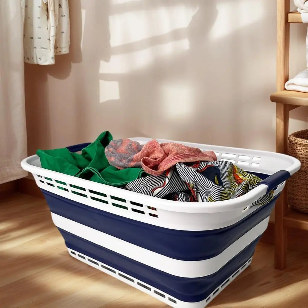 Set of 2,  42L (11 Gallons) Collapsible Plastic Laundry Basket - Foldable Pop Up Storage Container/Organizer
