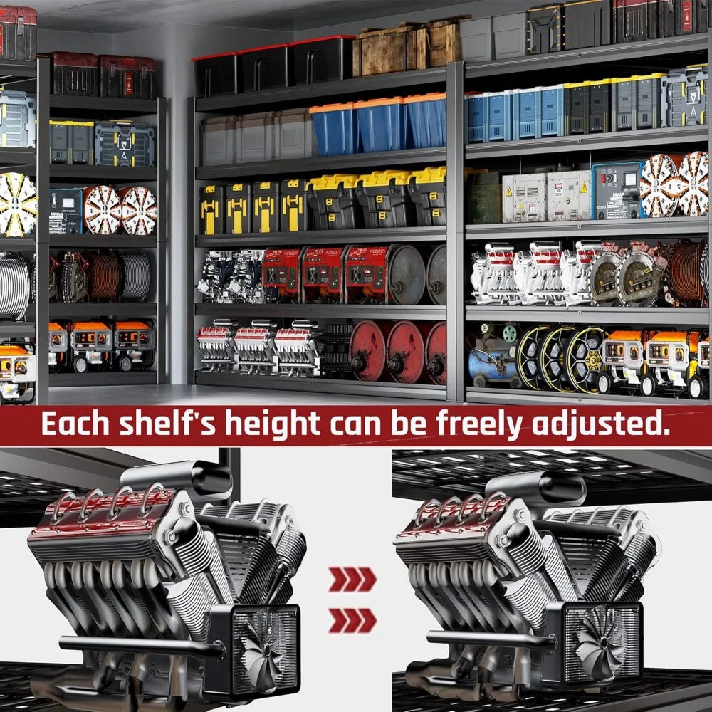 55" W Heavy Duty Metal Garage 4 Tier Shelving Unit  30" D