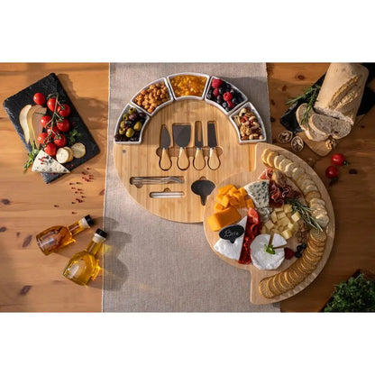16 inch Bamboo Charcuterie Cheese Board and Platter and Knife  Set