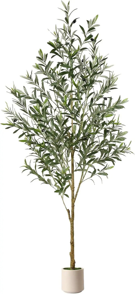 6FT Artificial Olive Tree with Lifelike Fruits in White Planter for indoor decor
