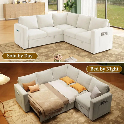 83.5 Modern 5 Seat Sectional Sleeper Sofa with Pull Out Couch