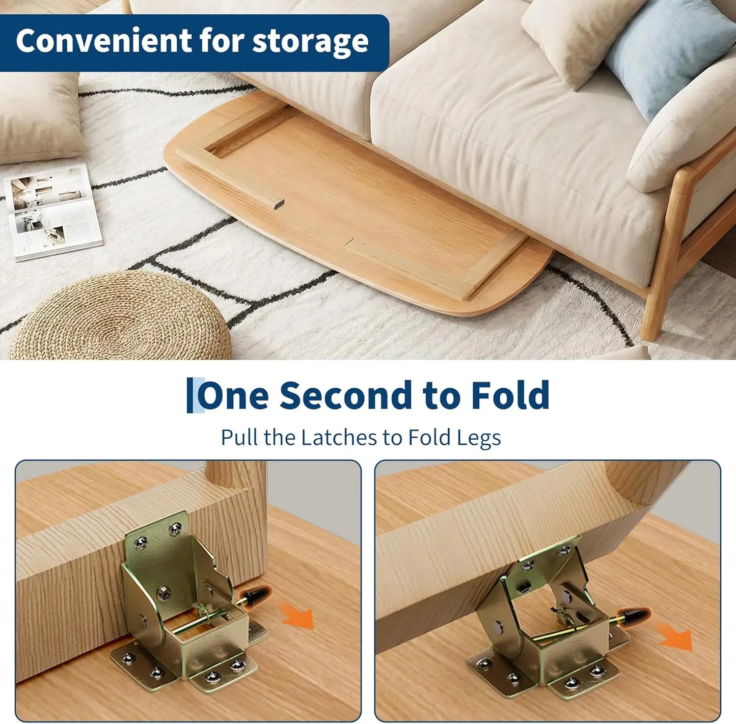 Rectangular Wooden Foldable Coffee, Tea, or Computer Table