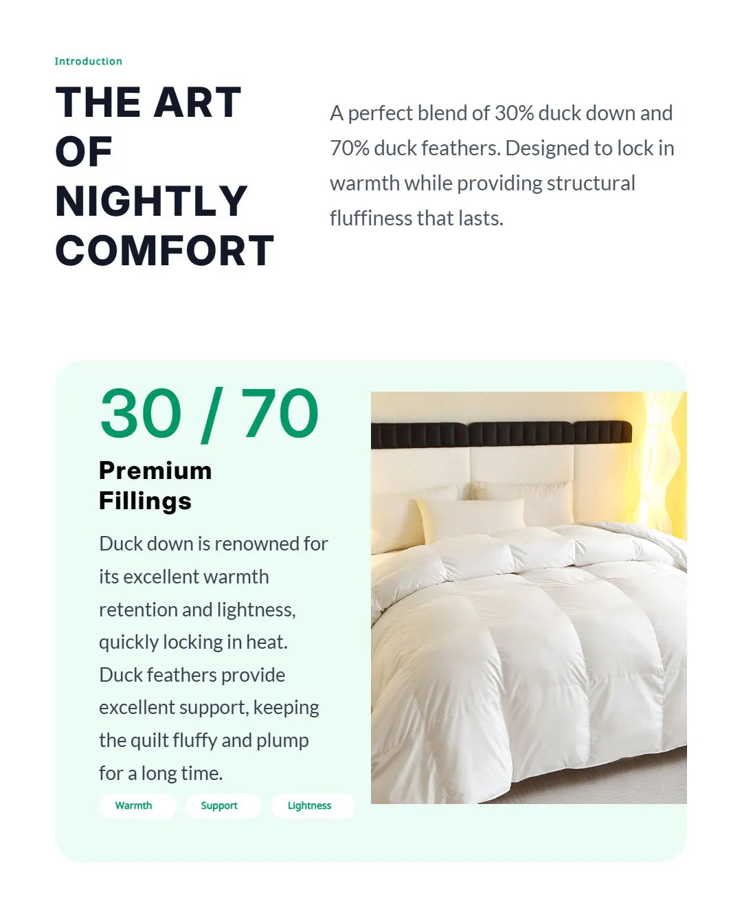 1 Piece Duck Feather Quilted Comforter - 100% Duck Feather Full Queen King Twin Size Bedding for Allergy Sufferers