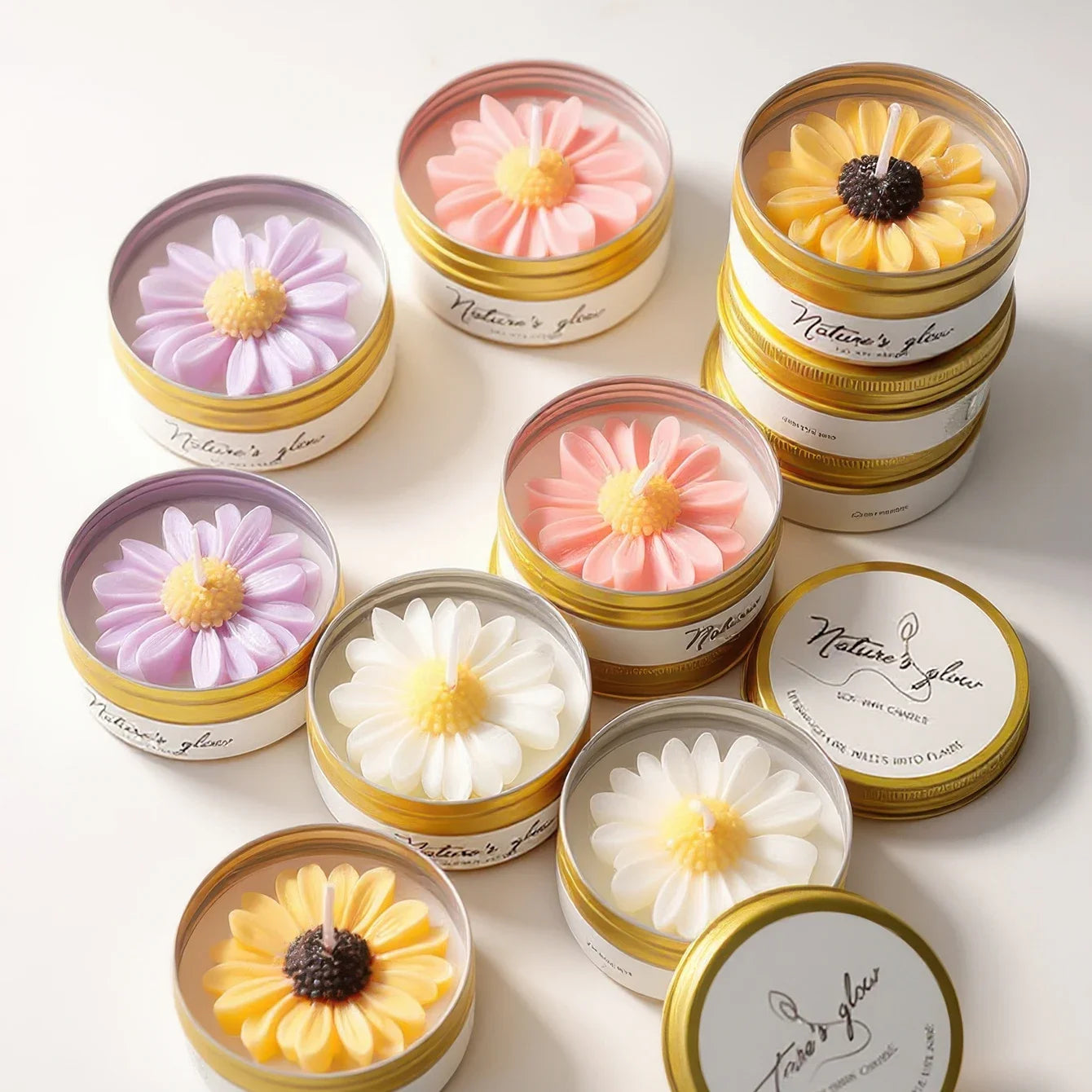 Scented Soy Wax Flower Candle Tin, Smokeless.  1 PC