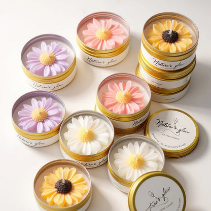 Scented Soy Wax Flower Candle Tin, Smokeless.  1 PC