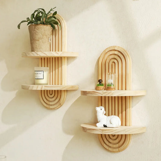 Bohemian Oval Threaded Solid Wood Wall Shelves Simple Home Residential Bedroom Living Room Decoration Shelves Spice Organiz
Solid Wood Bohemian Oval Wal Shelves