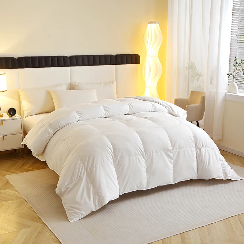 1 Piece Duck Feather Quilted Comforter - 100% Duck Feather Full Queen King Twin Size Bedding for Allergy Sufferers