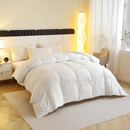 1 Piece Duck Feather Quilted Comforter - 100% Duck Feather Full Queen King Twin Size Bedding for Allergy Sufferers
