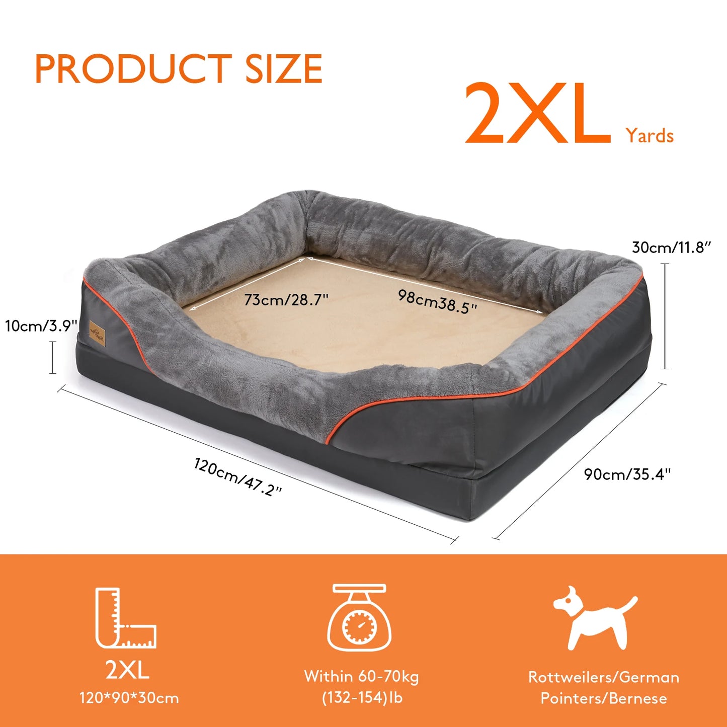 Waterproof Large Dog Bed with Removable and Washable Cover
