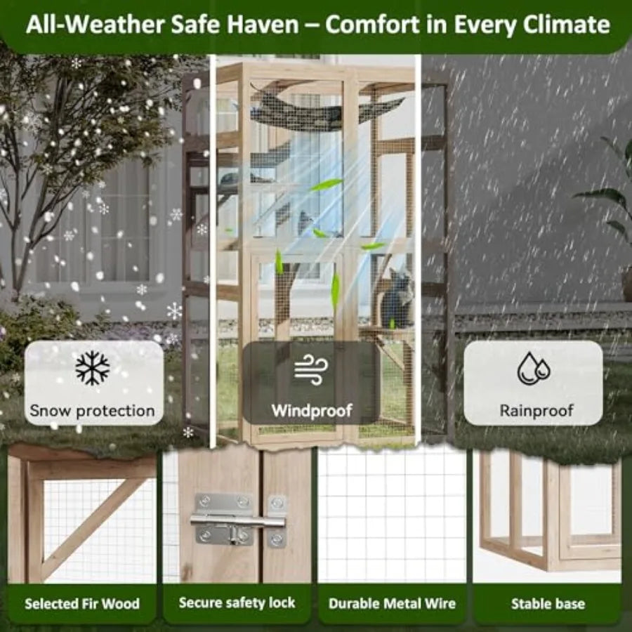64 Inch Outdoor Cat Enclosure for Patio