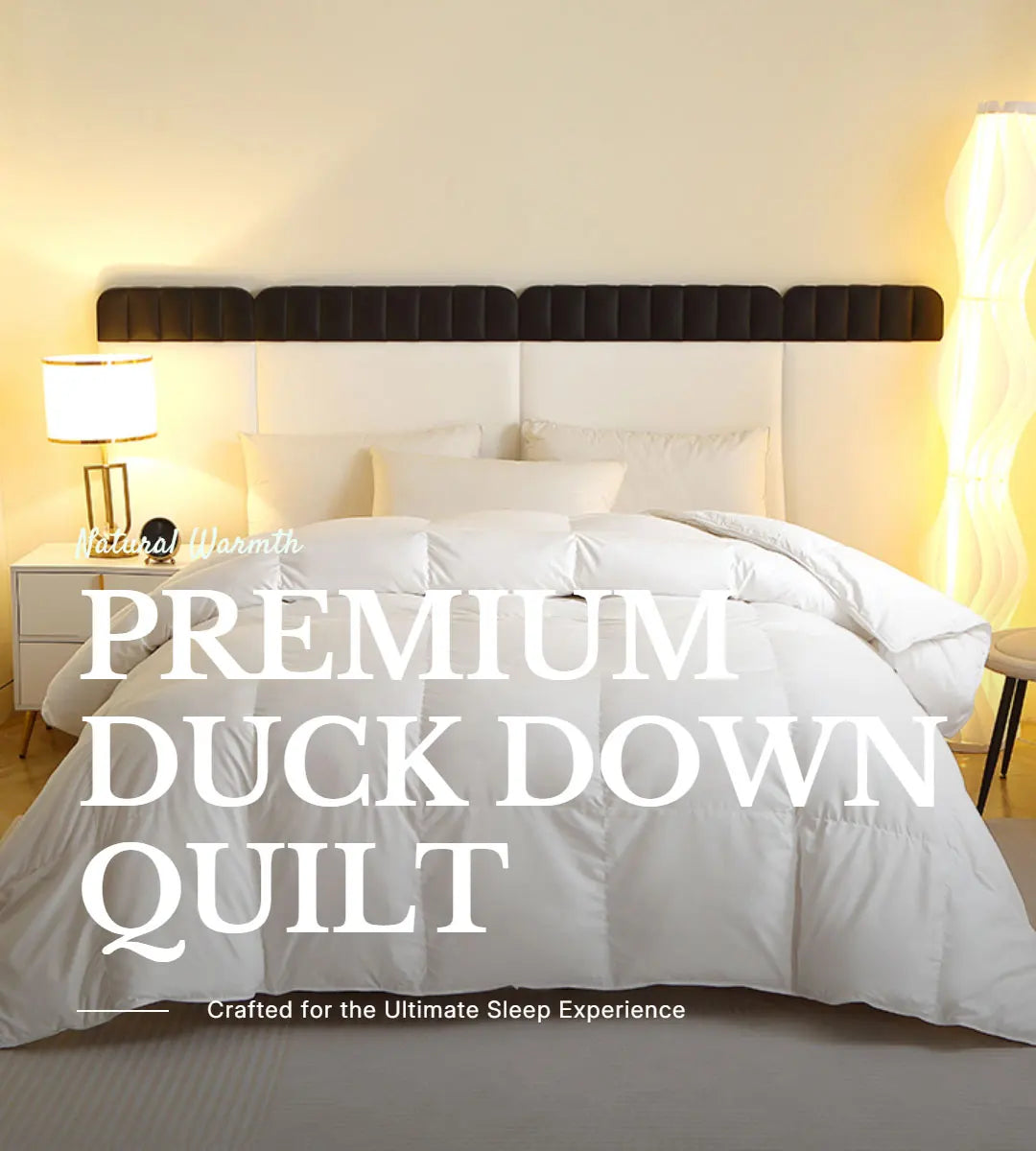 1 Piece Duck Feather Quilted Comforter - 100% Duck Feather Full Queen King Twin Size Bedding for Allergy Sufferers