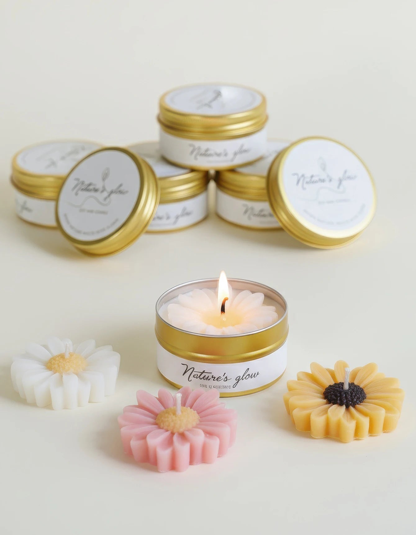 Scented Soy Wax Flower Candle Tin, Smokeless.  1 PC