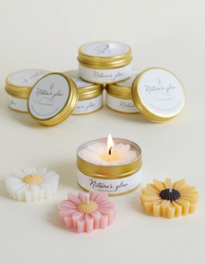 Scented Soy Wax Flower Candle Tin, Smokeless.  1 PC