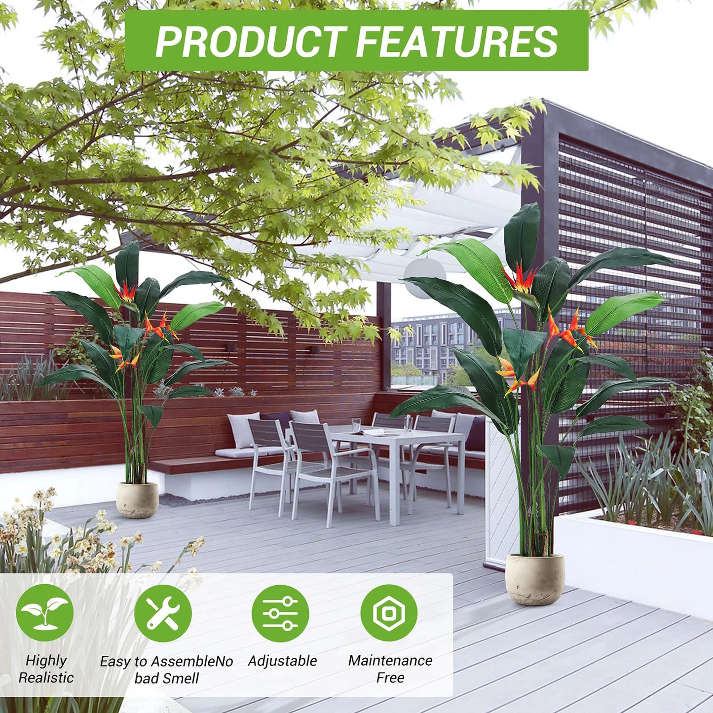 2Pcs 6FT Artificial Bird Of Paradise/ Banana Leaf Tree,