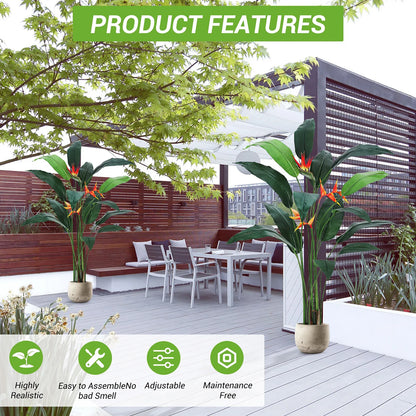 2Pcs 6FT Artificial Bird Of Paradise/ Banana Leaf Tree,