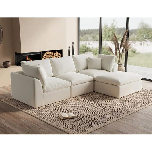 3 Seater Modular Sectional Sofa Couch with Ottoman