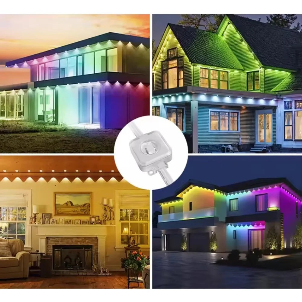 Permanent Smart Outdoor String Lighting with Remote APP Control and Music Syn