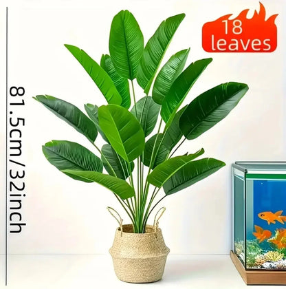 Artificial Large Tropical Plant with 18 Leaves, Faux Banana Plant