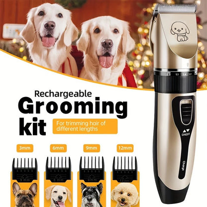 Low Noise Rechargeable Pet Hair Clippers with Adjustable Speeds and 4 Guide Combs