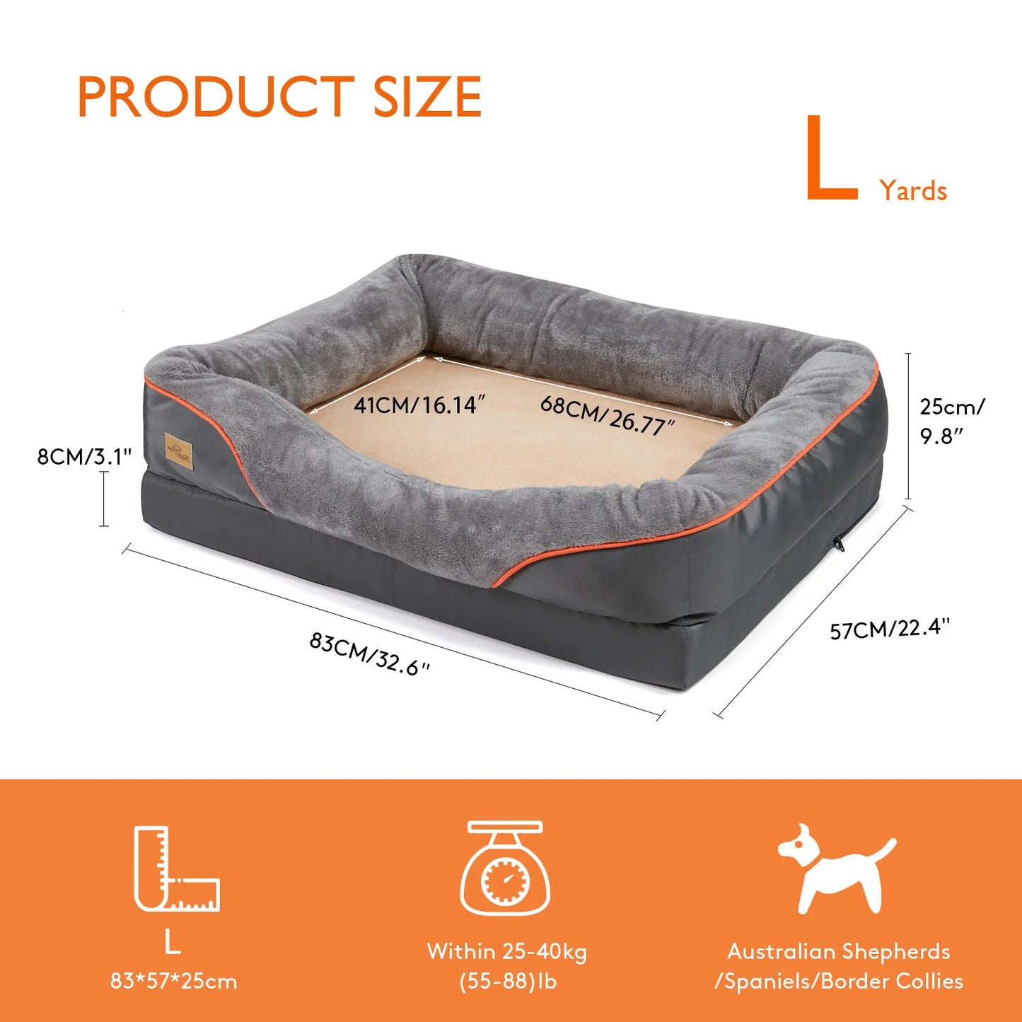 Waterproof Large Dog Bed with Removable and Washable Cover